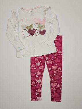 5/$25 Max Studio Kids Heart Shirt & Leggings Set Size 4
